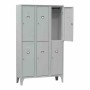 L2G - Armoire vestiaire multicases 3 colonnes 6 cases sur pieds fermeture a clé couleur gris