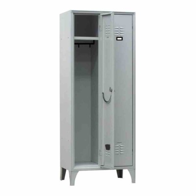L2G - Vestiaire industrie propre acier sur pieds 2 cases couleur grise