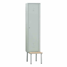 L2G - Vestiaire industrie salissante acier sur banc dessus bois 1 case couleur gris