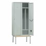 L2G - Vestiaire industrie salissante acier sur banc dessus bois 2 cases couleur gris