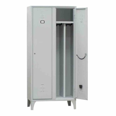 L2G - Vestiaire industrie salissante acier sur pieds 2 cases couleur grise