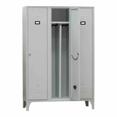 L2G - Vestiaire industrie salissante acier sur pieds 3 cases couleur grise