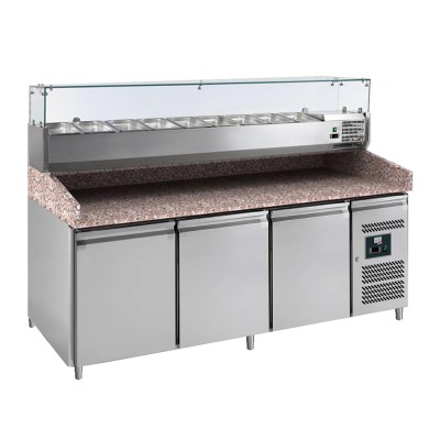 L2G - Meuble réfrigéré à pizzas 3 portes, dessus saladette 9 GN 1/3