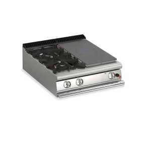 Plaque de cuisson - Top 2 feux vifs gaz + 1/2 plaque coup de feu - Gamme QUEEN 700