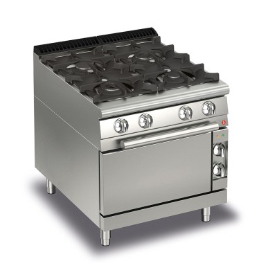 Fourneau 4 feux vifs gaz sur four gaz gamme QUEEN 700 - BARON