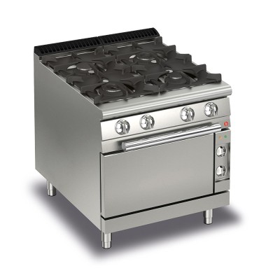 Fourneau 4 feux vifs gaz sur four électrique gamme QUEEN 700 - BARON