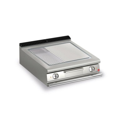 BARON - Plancha électrique - Plaque chrome dur - 1/3 Rainurée - Largeur 800 mm - Gamme QUEEN 900