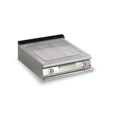 BARON - Plancha électrique - Plaque chrome dur - Rainurée - Largeur 800 mm - Gamme QUEEN 900