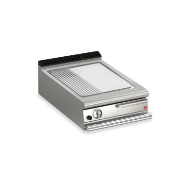 BARON - Plancha gaz - Plaque chrome dur 1/3 rainurée - Largeur 600 mm - Gamme QUEEN 900
