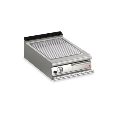BARON - Plancha gaz - Plaque chrome dur rainurée - Largeur 600 mm - Gamme QUEEN 900