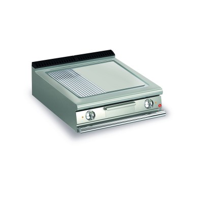 BARON - Top plancha électrique - Plaque 1/3 rainurée 37,3 dm² - Chrome dur - Larg. 800 mm - 705 x 490