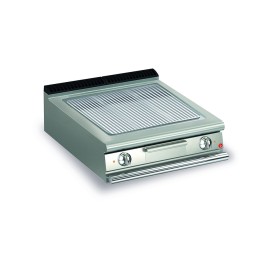 BARON - Top plancha électrique - Plaque rainurée 37,3 dm² - Chrome dur - L. 800 mm - 705x490 - Gamme QUEEN 700