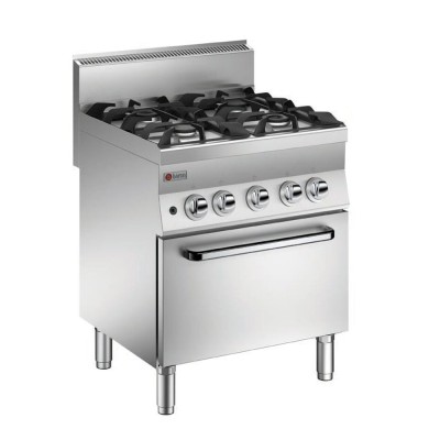 BARON - Fourneau - 4 feux vifs gaz sur four électrique - Chaleur statique - Gamme 650