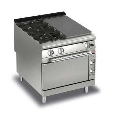 BARON - Fourneau - 2 feux vifs + 1/2 plaque coup de feu sur four électrique - Gamme QUEEN 900 - 21 + 6 kW