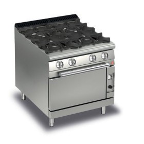 BARON - Fourneau - 4 feux vifs gaz sur four gaz - Gamme QUEEN 900