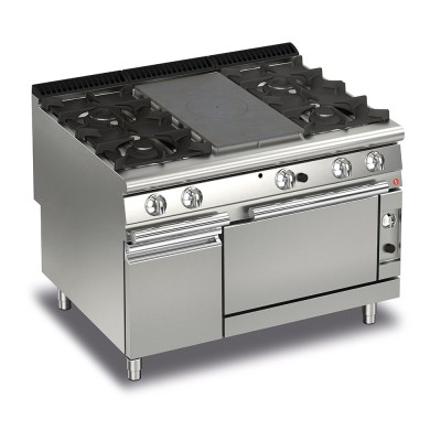 BARON - Fourneau - 4 feux vifs gaz sur four gaz + placard neutre - Gamme QUEEN 900