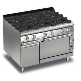 BARON - Fourneau - 6 feux vifs gaz sur four gaz et placard neutre - Gamme QUEEN 900