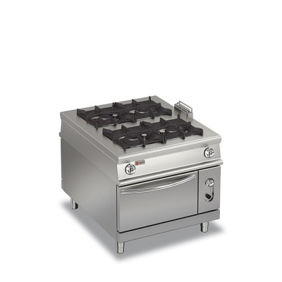BARON - Fourneau gaz 4 feux vifs sur four gaz traversant - Gamme 1100