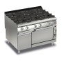BARON - Fourneau gaz sur four gaz et placard neutre - 6 feux vifs - Gamme QUEEN 900