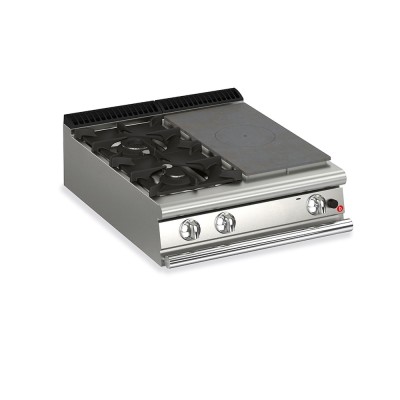 BARON - Plaque de cuisson - Top 2 feux vifs gaz + 1/2 plaque coup de feu - Gamme QUEEN 900