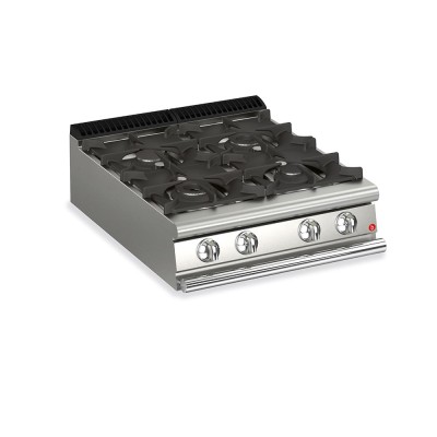 BARON - Plaque de cuisson - Top 4 feux vifs + 1/2 plaque coup de feu - Gamme QUEEN 900 - 23,2 kW