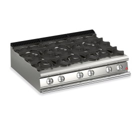 BARON - Plaque de cuisson - Top 6 feux vifs + 1/2 plaque coup de feu - Gamme QUEEN 900 - 38,4 kW