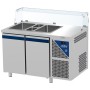 DALMEC - Saladette positive - Sans groupe - 2 GN 1/1 + 2 GN 1/4 - 300 L - 2 portes - Avec vitrine basse