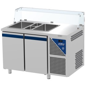 DALMEC - Saladette positive - Sans groupe - 2 GN 1/1 + 2 GN 1/4 - 300 L - 2 portes - Avec vitrine basse