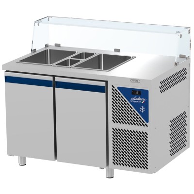 DALMEC - Saladette positive - Sans groupe - 2 GN 1/1 + 2 GN 1/4 - 300 L - 2 portes - Avec vitrine basse