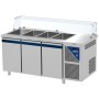 DALMEC - Saladette positive +4/+10°C - 4 GN 1/1 - 460 L - 3 portes pleines - Prof. 700 - Avec vitrine basse