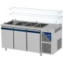 DALMEC - Saladette positive +4/+10°C - 4 GN 1/1 - 460 L - 3 portes pleines - Prof. 700 - Avec vitrine haute