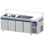 DALMEC - Saladette positive +4/+10°C - 5 GN 1/1 - 630 L - 4 portes pleines - Prof. 700 - Avec vitrine basse
