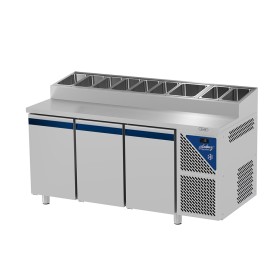 DALMEC - Table snack positive +4/+10°C - 606 L - 3 portes pleines - Prof. 800 - 600 x 400 - Sans couvercle