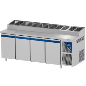 DALMEC - Table snack positive +4/+10°C - 816 L - 4 portes pleines - Prof. 800 - 600 x 400 - Sans couvercle