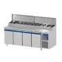DALMEC - Table snack positive +4/+10°C - Couvercle acier - 4 portes pleines - Prof. 800 - 600 x 400