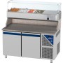 DALMEC - Table à pizza positive 0/+10°C - 396 L - 2 portes pleines - Prof. 800 - 600 x 400 - Sans tiroirs