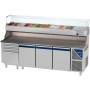 DALMEC - Table à pizza positive 0/+10°C - GN 1/1 - 300 L - 3 portes pleines - Prof. 700 - 4 tiroirs