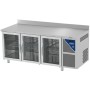 DALMEC - Table réfrigérée vitrée positive 0/+10°C - 350 L - 3 portes - Prof. 600 - 430 x 325 - Avec dosseret