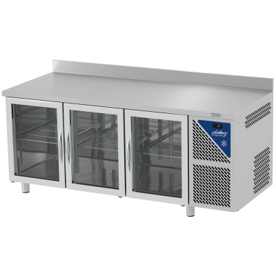 DALMEC - Table réfrigérée vitrée positive 0/+10°C - 350 L - 3 portes - Prof. 600 - 430 x 325 - Avec dosseret