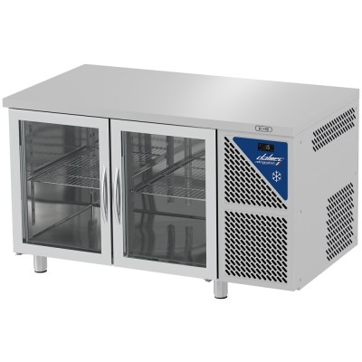 DALMEC - Table réfrigérée positive 0/+10°C - GN 1/1 - 300 L - 2 portes vitrées - Prof. 700 - Sans dosseret
