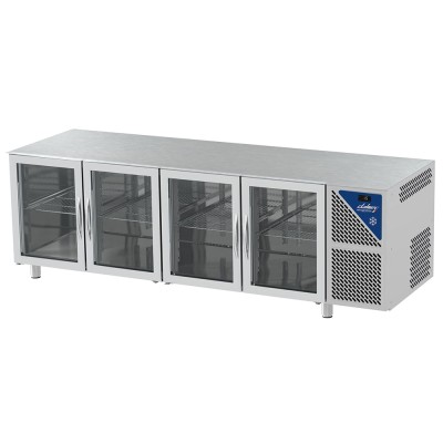 DALMEC - Table réfrigérée positive 0/+10°C - GN 1/1 - 630 L - 4 portes vitrées - Prof. 700 - Sans dessus