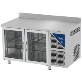 DALMEC - Table réfrigérée vitrée positive - Sans groupe - 230 L - 2 portes - P. 600 - 430x325 - Avec dosseret