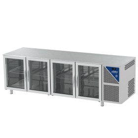DALMEC - Table réfrigérée vitrée positive - Sans groupe - 470 L - 4 portes - P. 600 - 430x325 - Sans dessus