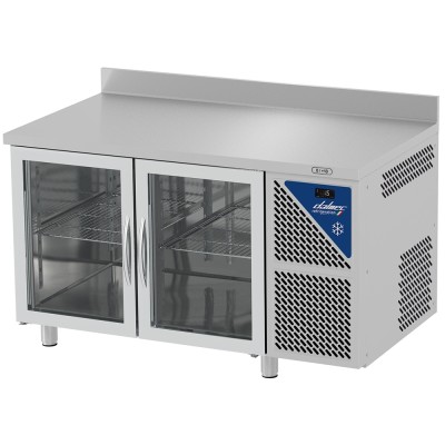 DALMEC - Table réfrigérée vitrée positive 0/+10°C - 230 L - 2 portes - Prof. 600 - 430 x 325 - Avec dosseret