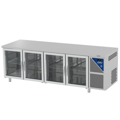 DALMEC - Table réfrigérée vitrée positive 0/+10°C - 470 L - 4 portes - Prof. 600 - 430 x 325 - Sans dosseret
