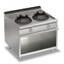 BARON - Wok 2 feux gaz sur placard ouvert - Gamme QUEEN 700 - 2 x 10 kW