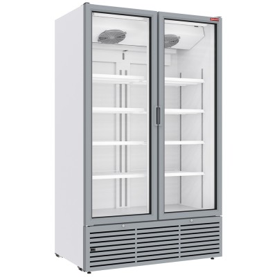 DIAMOND - Vitrine ventilée positive 1142 litres, 2 portes battantes BLANCHE