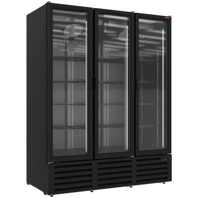 DIAMOND - Vitrine ventilée positive 1455 litres, 3 portes battantes NOIRE