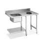 SMEG - Table d'entrée avec trou vide-déchets et bac 500 x 400 mm côté droit et étagère basse