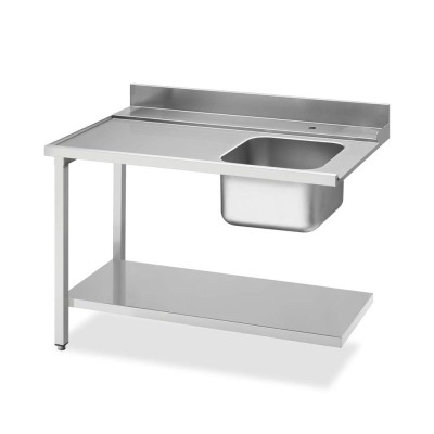 SMEG - Table d'entrée avec bac 500 x 400 mm côté gauche et étagère basse